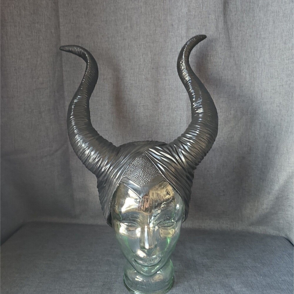 Maleficent Costume Headpiece Halloween Hat Black Queen Horns Rubber Adult Size